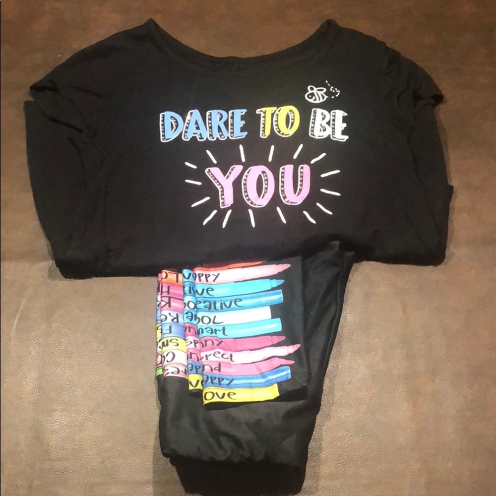 Justice legging and shirt set with rhinestones